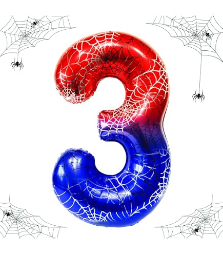Décoration Ballons Anniversaire Spider-Man : Toile Araignée Géante 120cm + étoiles & Ballons Ronds