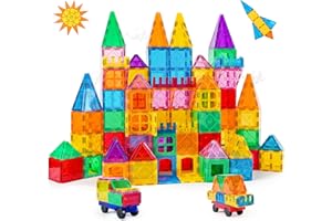 Katiago Magnetic Tiles for Kids 100PCS Magnetic Building Blocks Educational Learning Construction STEM Toys for Boys Girls Age 3 4 5 6 7 8 Years Old Christmas Birthday Gifts