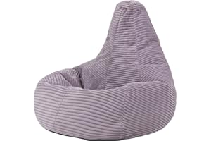 icon Dalton Kids Bean Bag, Lavender, Cord Kids Bean Bag Chair with Filling Included for Girls and Boys, Childrens Chair, Beanbags for Children, Playroom Décor, Bedroom Accessories