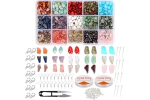 UPINS 893 PCS Irregular Chips Stone Beads 15 Colors Natural Gemstone Beads Kit Ear Hook Lobster Clasp Jewelry Making Gemstones Crystal Kit for Jewelry Necklace Bracelet Earring Making DIY Crafts