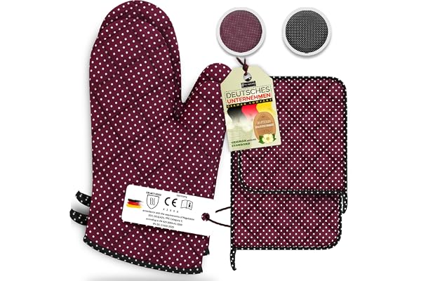 LEFUNDA® Gants de Cuisine et maniques Cuisine (Set de 4), Gant Cuisine résistants à la Chaleur en Coton, Gant Barbecue, Gants de Four pour Cuire, Cuisiner, Griller BBQ Gants