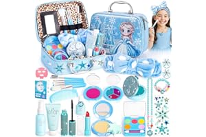 Hohosunlar Set Trucchi Bambina Finti, Trousse Trucco Bimba Finto Cosmetici Valigetta Trucchi Bambini Giocattolo Giochi Compleanno Natale Regalo Principessa per Ragazze età 3 4 5 6 7 8 Anni (Non Veri)