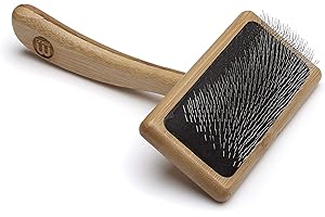 Mikki Cepillo Slicker de Bambú con Cerdas Suaves para Pelo Medio o Largo y Rizado, para Perros y Gatos, Fabricado con Bambú Sostenible, para Eliminar Enredos y Nudos del Pelo, Mediano 80 g