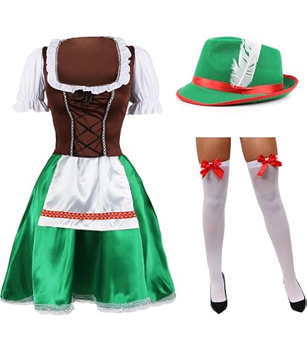 Bavarian Couples Fancy Dress Costume – Deluxe Oktoberfest Outfits For Him & Her, German Beer Festival 3 thumbnail image