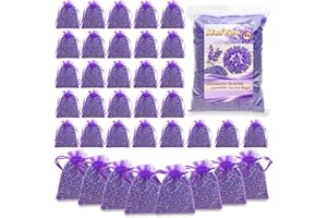 MEITEE 36 Pack Lavender Sachet Bags - 100% Natural Dried Lavender Buds for Closets Drawers Car & Home | French Potpourri Fragrance Sachets Rich Aroma Air Long Lasting Fresh Scents