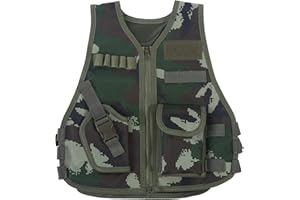 AUSLA Chaleco Táctico Molle para Niños, Chaleco Transpirable Ajustable para Niños, Chaleco Protector de Entrenamiento de Combate para Juegos de Combate de Caza Al Aire Libre(L-Camuflaje Takei)