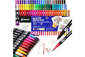 ‎ARTECHO Artecho Dual Brush Pen Set 72 Farben, Fineliner Set, Filzstifte Dicke und Dünne, Pinselstifte set, Stifte für Bullet journal, Kalligraphie, Manga, Malbücher und Handlettering