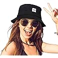 Tomorrow Smiley Bucket Hat for Women and Men - Packable Sun Protection Hat for Summer, Beach, Travel, and Outdoor Activities - Black