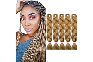 ‎TESS TESS Braids Extensions Blond 60 cm, 5er Pack Jumbo Braids Kunsthaar Zum Einflechten Box Braids Haarverlängerung Zopf 100g/Bündel Haar Braids Extension (5 Stück-Honigblond)
