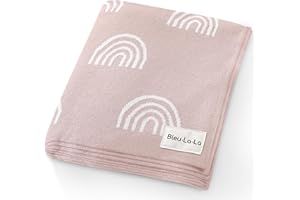 Bleu La La Knit Baby Swaddle Blanket - 100% Luxury Cotton Soft Cozy Receiving Swaddling Crib Stroller Blanket for Shower Gift Registry for Newborns, Infants, Toddlers (Rainbow - Pink)