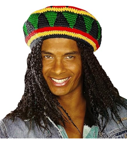 Rastaman Mütze Mit Dreadlocks – Karneval & Mottoparty Hut Für Erwachsene (Unisex), Jamaika Look Mit Angenähten Zöpfen