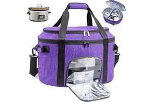 BAGSPRITE Doppellagige Tragetasche für 6–8 Quart CrockPot und Hamlton Beach Slow Cooker, Reisetasche mit Deckelverschluss für Crock-Pot, tragbare Tragetasche für Slow Cooker Tasche mit durchsichtigem Fenster