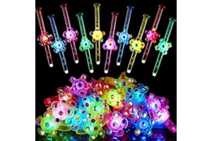 SCIONE 12 Pack LED Light Up Fidget Spinner Bracelets, Party Bag Fillers for Kids Glow in The Dark Party Supplies Treasure Box Toys for Class Birthday Gifts Xmas Stocking Stuffers for Teens Goodie Bags