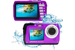 Aquapix W3048 'Edge' Unterwasserkamera mit Zwei Displays, wasserfest bis 3 m, bis zu 48 MP Auflösung, 16x Digital-Zoom, 13 MP Sensor, Video bis 4K, Violet