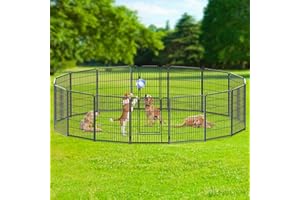 arvioo Welpenauslauf, Bietet Welpen EIN Großes & Sicheres Spielparadies, Welpenlaufstall mit Tür & Verriegelung, Formbar, Stabverbindungen, aus Pulverbeschichtet Metall, 65 x 80 cm (16 Absperrgitter)