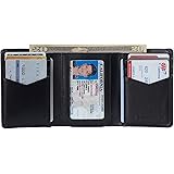 Alpine Swiss Mens RFID Blocking Genuine Leather Card Case Trifold Wallet Black