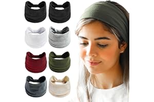 Overcare Lot 8 Bandeau Cheveux Femme Large & Turban Femme - Idéal Yoga, Bandeau Maquillage, Bandeau Sport & Bandeau Bebe Fille. Accessoire Cheveux parfait pour Foulard Cheveux & Serre Tête Femme (I)