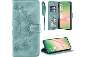 ivencase Lederhülle für Samsung Galaxy A56 5G Hülle und Schutzfolie, Premium Klappbar Handyhülle Flip Wallet, [Kartenfach] [PU Leder] [Ständer] Schutzhülle Kompatibel mit Samsung A56 5G, Grün