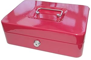 GLOW WHOLESALE GLOW Premium 10" Steel Petty Cash Box – Secure Safe and Strong Key Locking Money Tin with Glossy Finish, Removable Coin Tray, Durable Cylinder Lock with 2 Key and Carry Handle