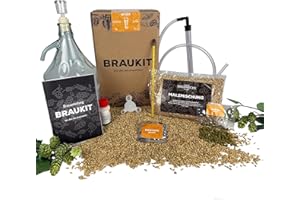 GASTRO BRENNECKE - SEIT 1984 - Braukit - Weizen Bierbrauset mit 5L Gärflasche | Malzmischung, Hopfen, Hefe, Thermometer, Reiniger, Abfüller | Einfache Handhabung, Perfekt für Einsteiger | Geschenk für Männer