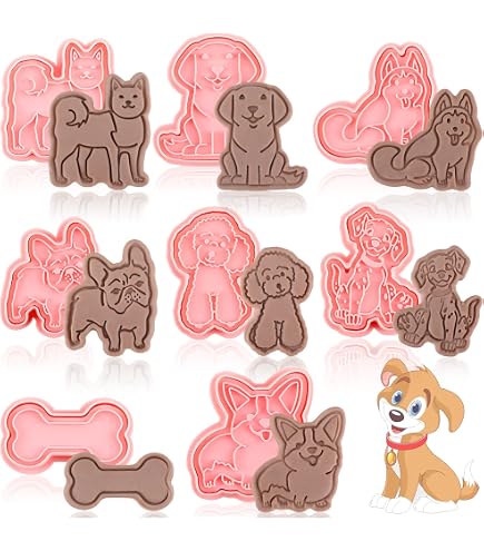 Mini Dog Cookie Cutter 5-Piece Set - Dog Bone, Paw, Fire Hydrant, Heart & Dog House