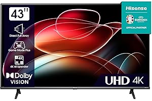 Hisense 43E6KT 108cm (43 Zoll) Fernseher, 4K UHD, Smart TV, HDR, Dolby Vision, Triple Tuner DVB-C/S/S2/T/T2, Frameless, WiFi,