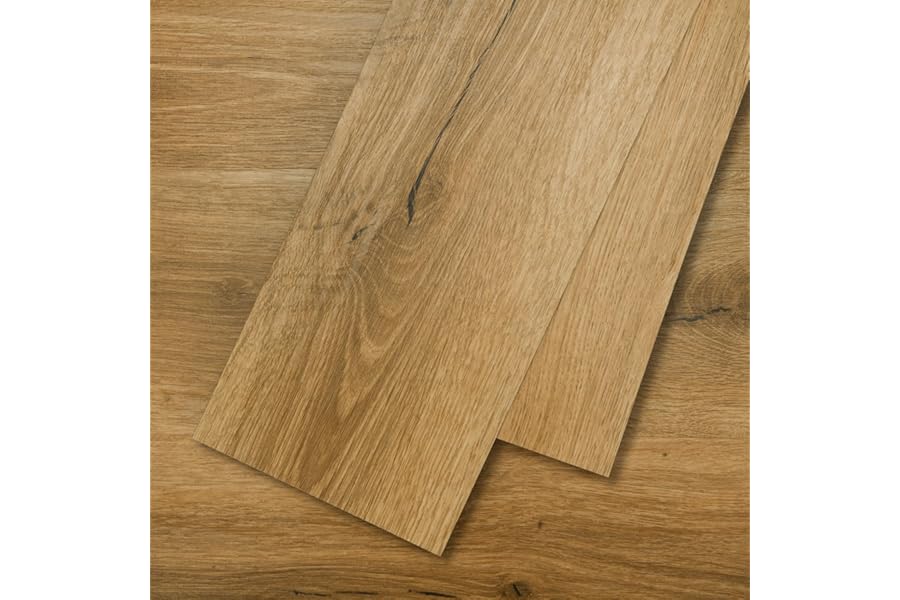 Mysflosy Self-Adhesive Vinyl Flooring Plank, 36 Pack Natural Wood Grain Peel and Stick Flooring Waterproof for DIY Installation, Cover 5 ㎡
