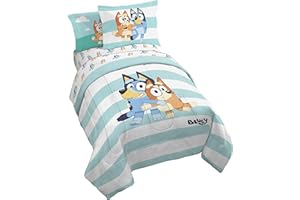 Jay Franco Bluey & Bingo 5 Piece Twin Size Bed Set - Includes Comforter & Sheet Set - Super Soft Kids Bedding Fade Resistant Microfiber (Official Bluey Product)