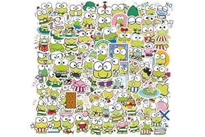 BRIC DODO Kero Kero Keroppi Lot de 100 autocollants pour voiture, ordinateur portable, téléphone, guitare, skateboard, moto, vélo, grenouille - En vinyle imperméable - Pour adolescents, enfants, adultes