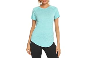 Wayleb Camiseta Deportivo Mujer Camiseta de Manga Corta Camiseta Holgada de Secado Rápido Camisetas de Malla Mujer Yoga Fitness Top Ropa Deportiva Entrenamiento Atlético