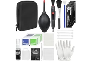 CECOMBINE Professional Camera Cleaning Kit - DSLR Accessories with Storage Box, Screen Cleaner, Air Blower, Lens Cleaning Pen, Brush, Cloth, Swabs, Gloves