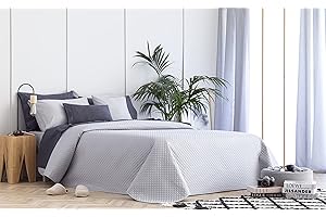 Todocama – Colcha boutí Fina con diseño de Rombos, para Primavera, Verano, otoño e Invierno. 100% Microfibra Extra Suave. Colcha Cubre Cama Multiusos. Cama 105-200x260cm Gris Claro