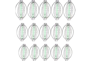 Eterspr 15 Piezas Alimentador De Pesca En Línea, Cesta De Alimentación De Cebo De Pesca, Jaula De Cebo De Pesca De Acero Inoxidable De 5 cm, 6 cm, 7 cm, para Pescar, Alimentar