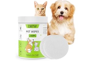 EOTW 200 Dog Wipes, Pet Wipes for Dogs Cats Puppies All Purpose Cleaning Face, Ears, Body, Eye Area, Bum & Paws, Alcohol Free Thick Plant Based Grooming Wipes