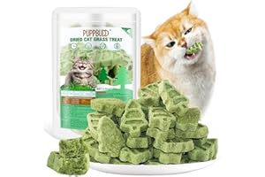PUPPBUDD Hierba Gatera para Gatos, 100g Snack Liofilizado con Hierba Gatera para Limpiar los Dientes, Cat Grass Teething Sticks