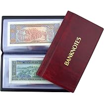 COLLECTOR Álbum De Billetes Rojo Con 20 Páginas | Bolsillos 175x85 Mm | Medidas 8x17x1 Cm | Organizador De Colecciones