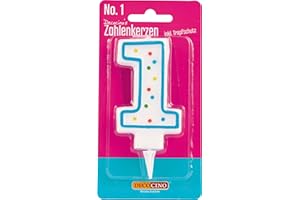 DECOCINO Zahlenkerzen Zahl „1“ – Torten-Kerzen Happy-Birthday-Deko, Gerbutstags-Kerzen, Geburtstags-Deko für Geburtstags-Torte & Geburtstags-Kuchen