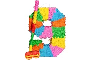 Fax Potato Number 9 Cardboard Pinata, Stick and Blindfold Set - Fill Your Own Kids Large Party Accessory Decoration - W35cm x D7.5cm x H50cm