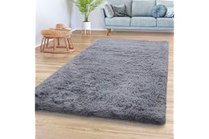 ‎TT HOME TT Home Teppich Wohnzimmer Hochflor Langflor Weich Soft Modernes Einfarbiges Design, Farbe: Grau, Größe:80x150 cm