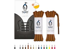 biped LACETS 2 paires de lacets ronds en coton ø 5 mm extra épais - lacets de qualité indéchirable pour chaussures en cuir, bottes et chaussures de sport - made in EU z2902(cognac,75 cm)