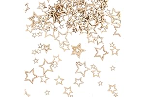 ALEGRE Holzsterne Streudeko,100 Stück Stern Konfetti aus Holz,Holz Sterne zum Basteln,Holz Sterne Tischdeko Geburtstag,Sterne Deko Konfetti,3 Größen Streudeko Geburtstag,Sterne für Weihnachten