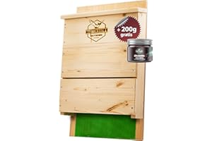 Martenbrown® Großer Premium Fledermauskasten für bis zu 300 Fledermäuse I Fledermaus Nistkasten aus Fichtenholz für Fledermäuse I Montagefertiges Fledermaus Haus + 200g Lockmittel
