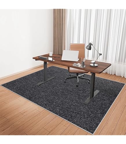 Bureaustoelmat voor houten vloer, duurzame vloerbeschermer, antislip stoelmat voor rolstoel, computerstoelmat, dikke grote vloerbedekking, beige, 90 x 120 cm