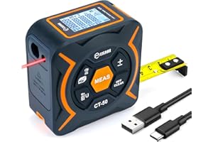 ‎CIGMAN Laser Maßband, CIGMAN 2 in 1 50M Laser Maßband, Acht Messmethoden Digitales Maßband mit Laser, USB Aufladbares Lasermessgerät, LCD-Bildschirm, Abstand/Pythagoras/Fläche/Volumen Messung (CT-50)