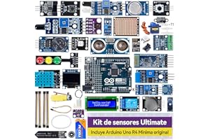 Sunfounder - Kit de sensores con Original Arduino Uno R4 Minima, Smart IoT y Basic Sensor Projects with Online Tutorials, Adecuado para Edad 8+ Beginners (Original Arduino Uno R4 Minima Included)