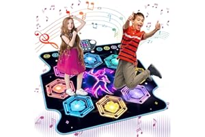 TERRAMUS Alfombra de baile para niñas y niños de 3 a 12 años, almohadilla de baile electrónica con 8 botones iluminados y Bluetooth juego de música al aire libre con 9 niveles, regalos de cumpleaños para niños
