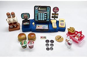 FLEX VALUE Flex Kids Electronic Cash Register Toy, Scanner, Coffee Machine Till Play Food Shopping Basket ,