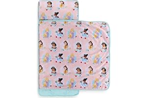 Jay Franco Stuoia per Dormire Principesse Disney con Cuscino e Coperta Inclusi - Sacco a Pelo in Microfibra per Asilo, Scuola o Pigiama Party