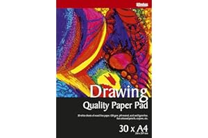 Panduro Zeichenblock A4 für Buntstifte und Kreide, 30 Blatt, pH neutral, säurefrei,120 g/m², hochwertig, für Kinder und Erwachsene, Zeichnen, Schule, Grundschule