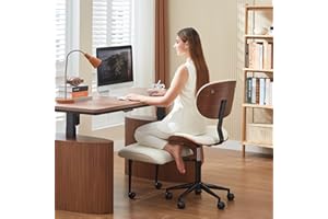 Bestier Meditation Chair with Wider Bentwood Back Support, Ergonomic Cross Legged Office Chair for Adults up to 300 lbs, 360° Swivel Adjustable Height for Multi Position (Contemporary Bentwood, White)